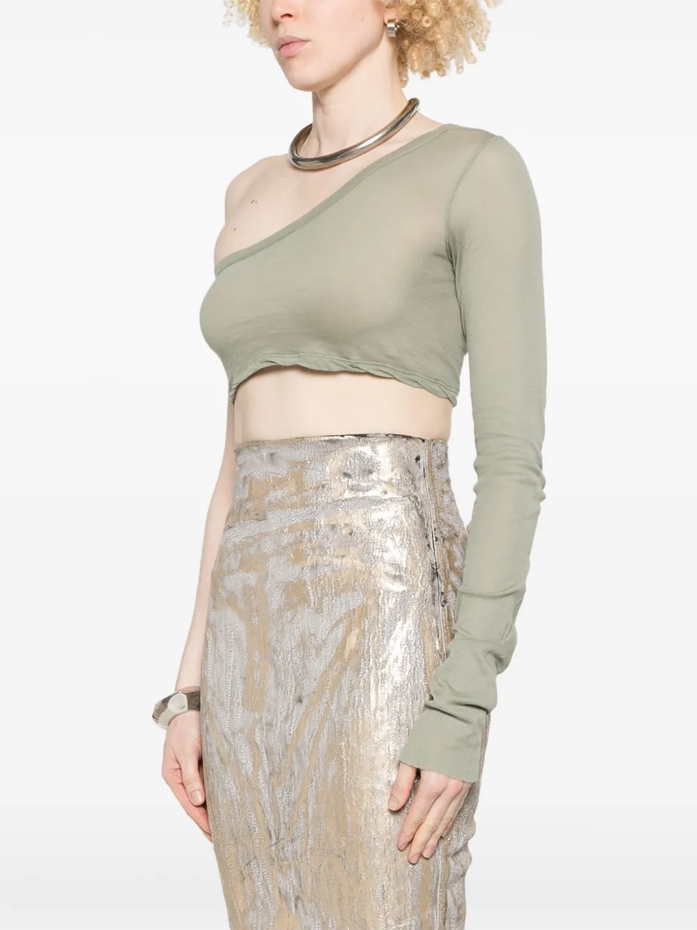RICK OWENS Cropped One-Shoulder Mini Top
