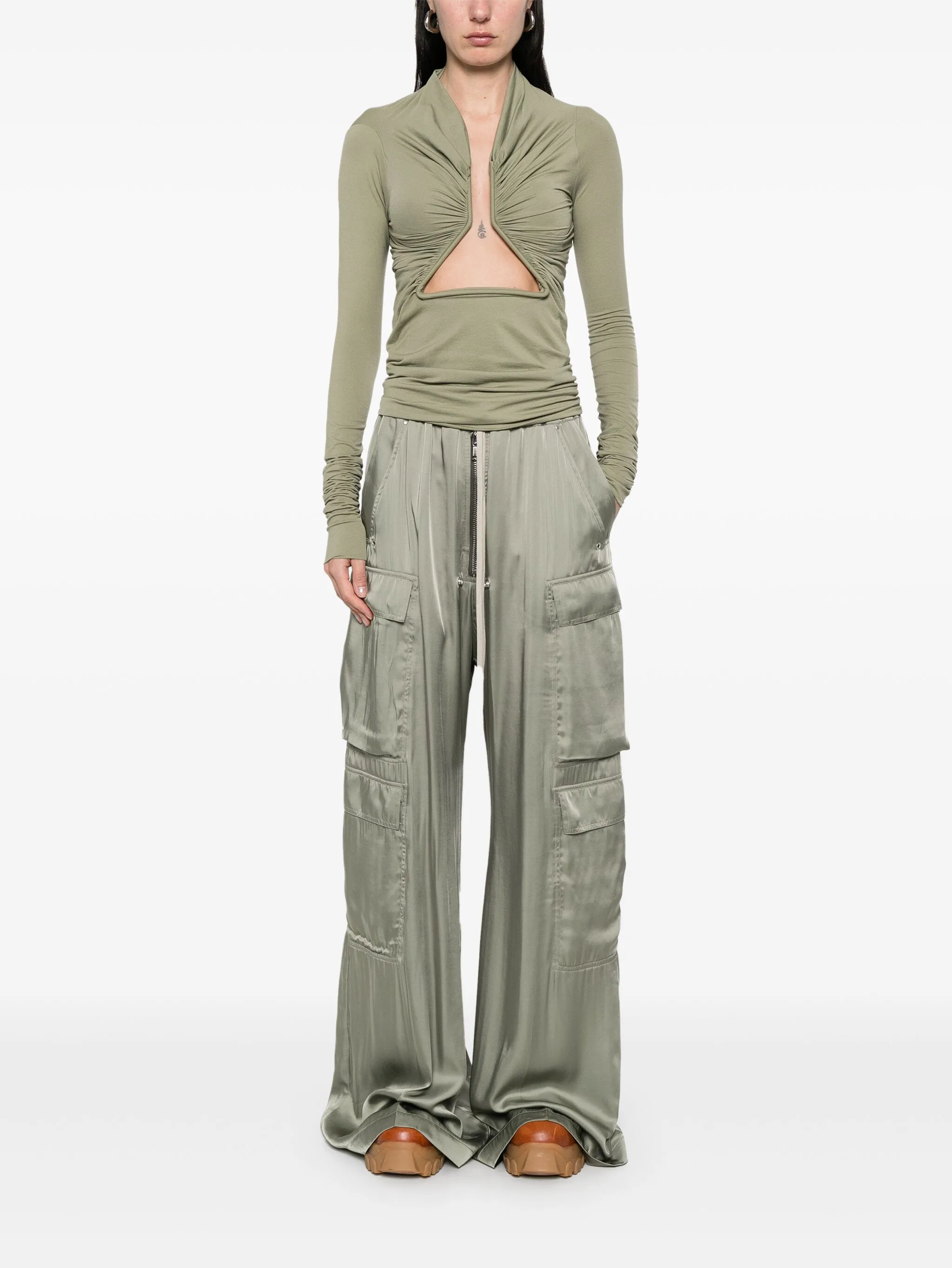 RICK OWENS Long-Sleeved Cut-Out Detail T-Shirt for Women