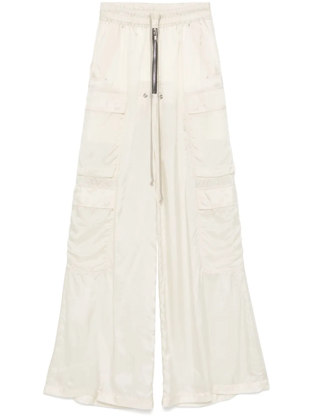 RICK OWENS Wide Leg Cargo Trousers with Drawstring Waist