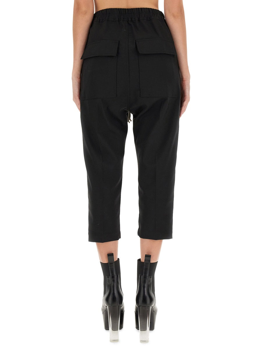 RICK OWENS Cropped Drawstring Trousers (Regular Fit)