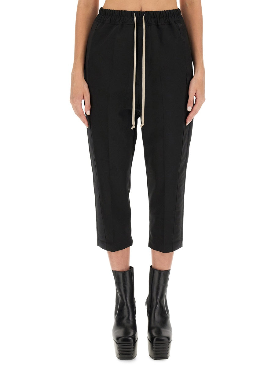 RICK OWENS Cropped Drawstring Trousers (Regular Fit)