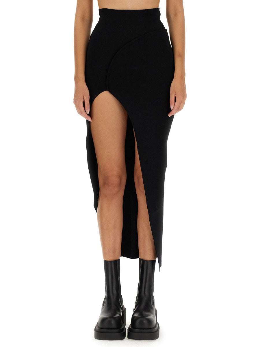 RICK OWENS Asymmetrical Women's Mini Skirt with Elastic Waistband