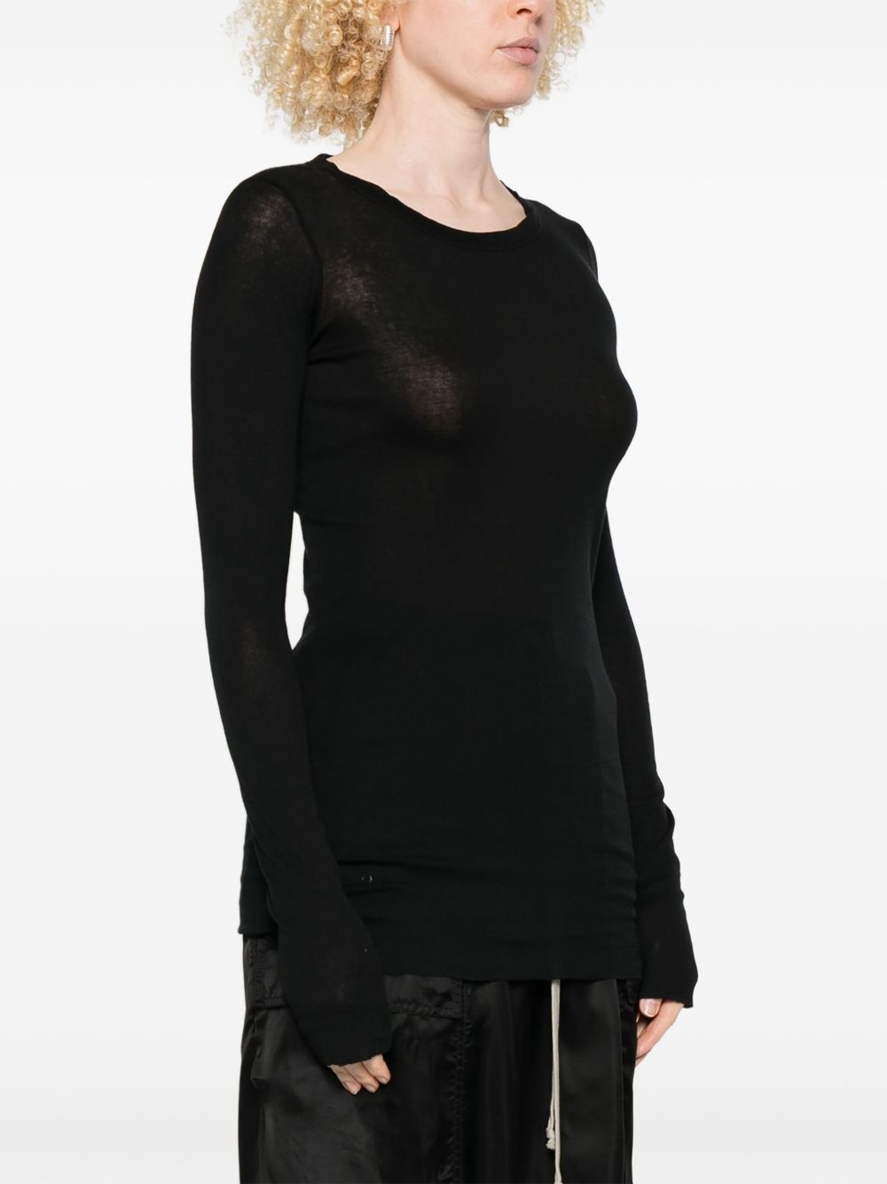 RICK OWENS Round Neck Long Sleeve T-Shirt for Women
