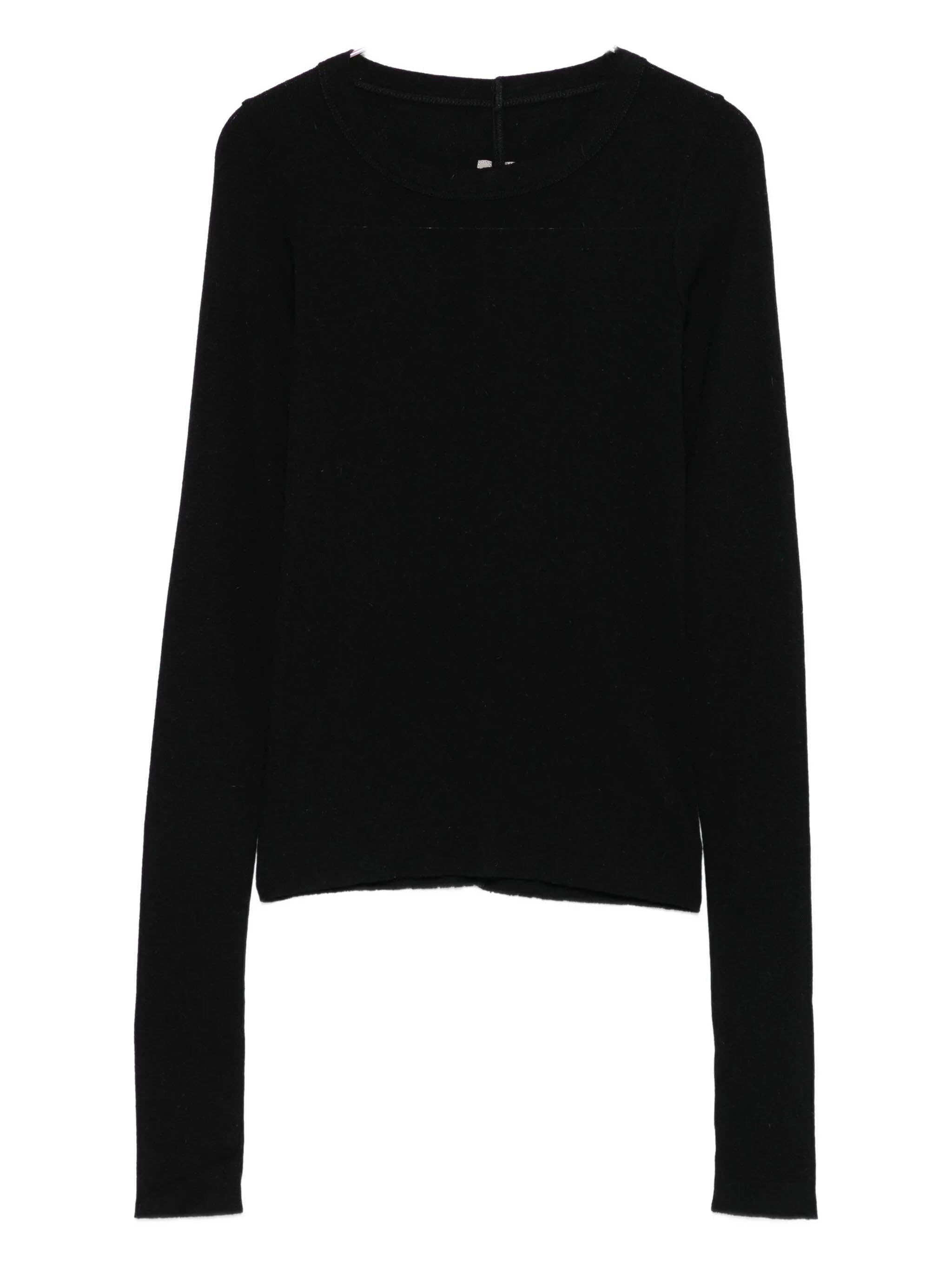 RICK OWENS Cropped Rib Long Sleeve Sweater