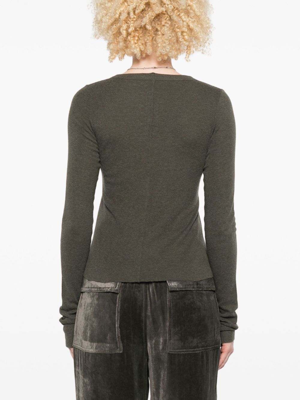 RICK OWENS Cropped Rib Long Sleeve Sweater