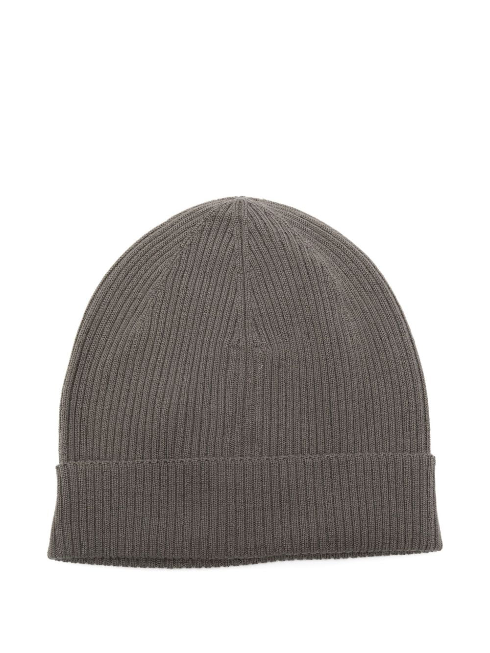 RICK OWENS Ribbed Wool Beanie with Turn-Up Brim