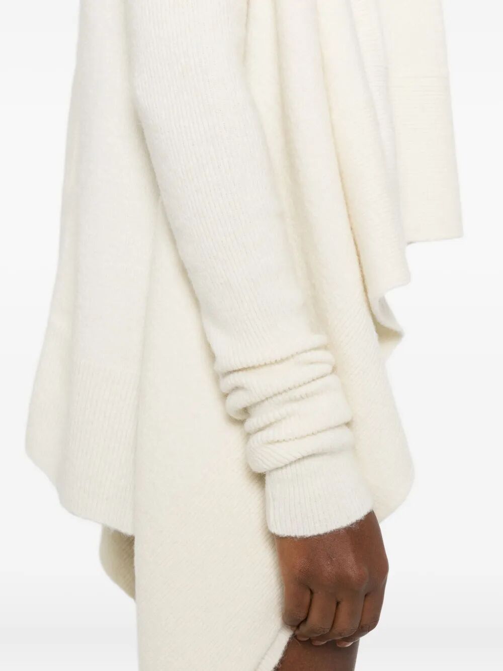 RICK OWENS Knit Hooded Medium Wrap Cardigan