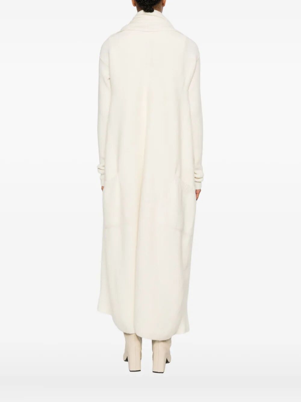 RICK OWENS Knit Long Cardigan with Scarf Collar for Women