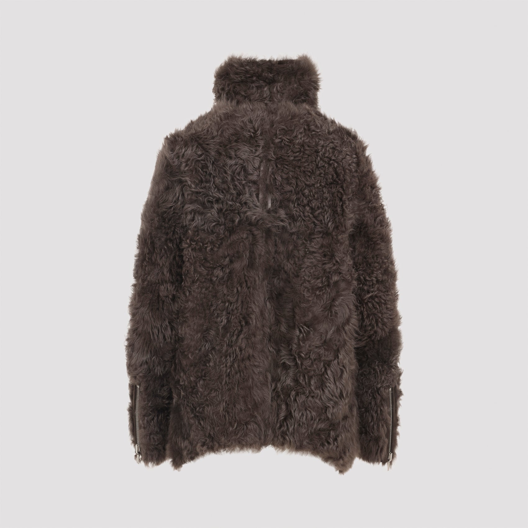 RICK OWENS Statement Leather Jacket with Lamb Fur Lining - FW25