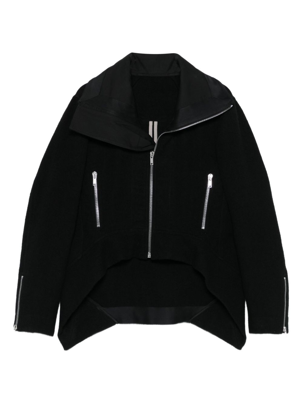 RICK OWENS Asymmetrical Wool Jacket with Zip Fastening for Women