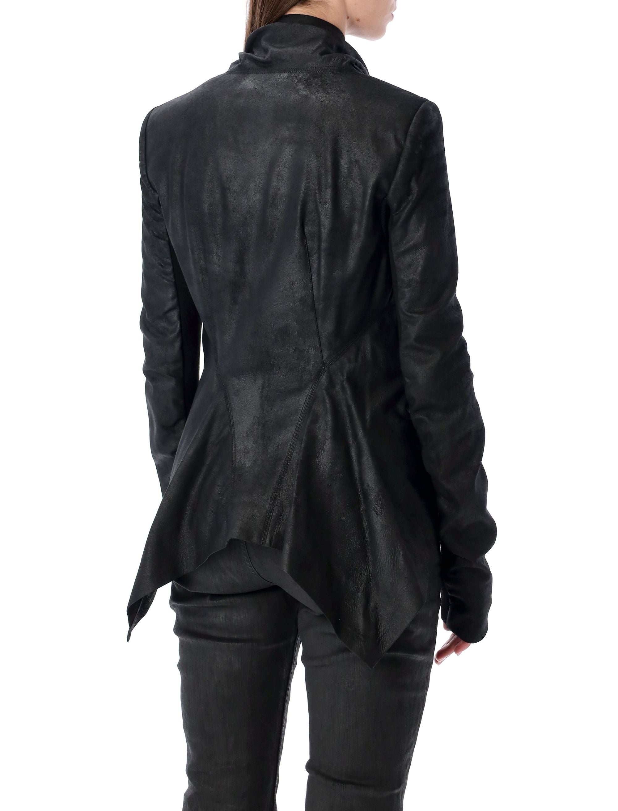 RICK OWENS Women's Mini Zipped Biker Leather Jacket