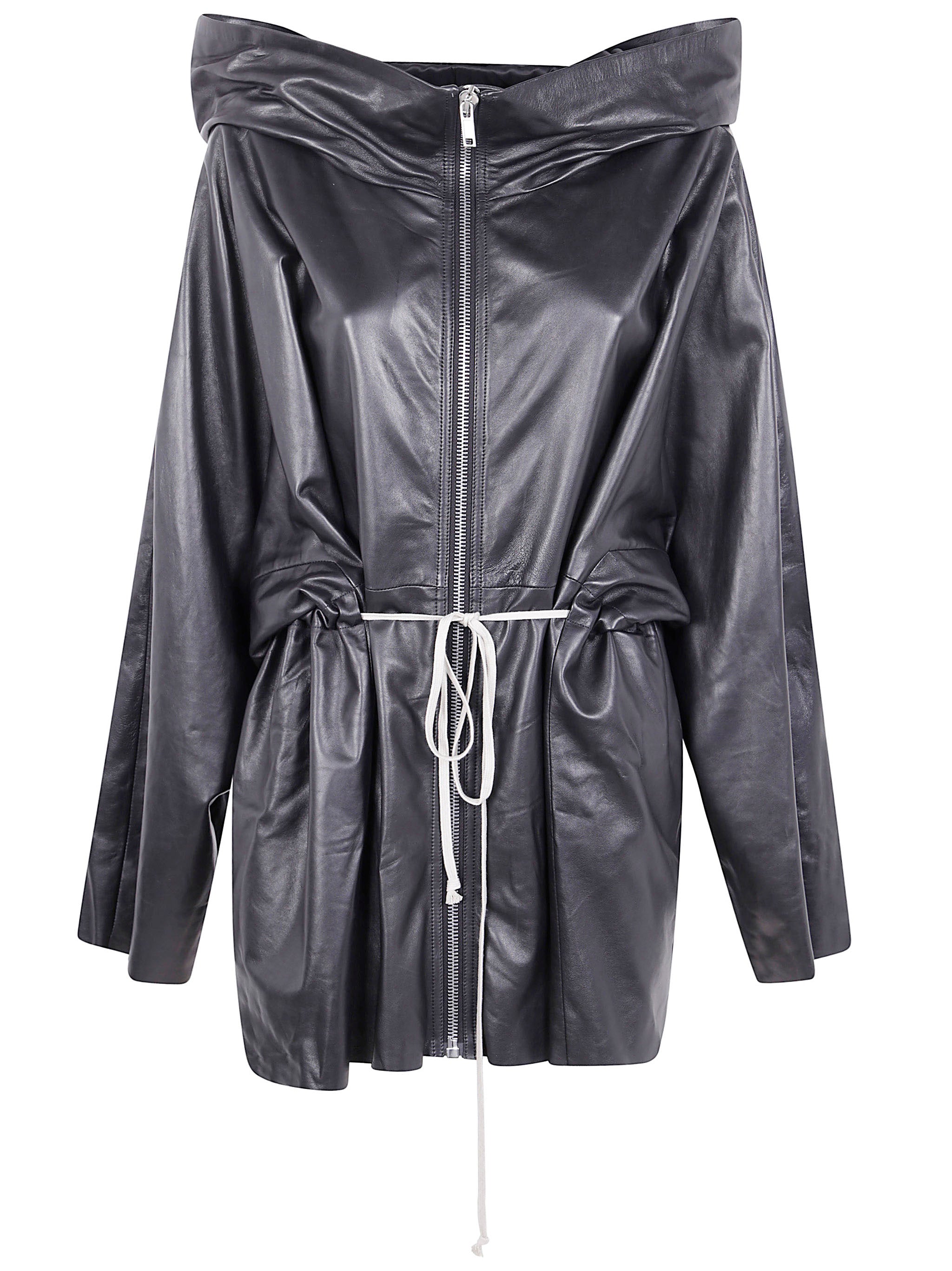 RICK OWENS Women's Zipfront Hooded Leather Jacket
