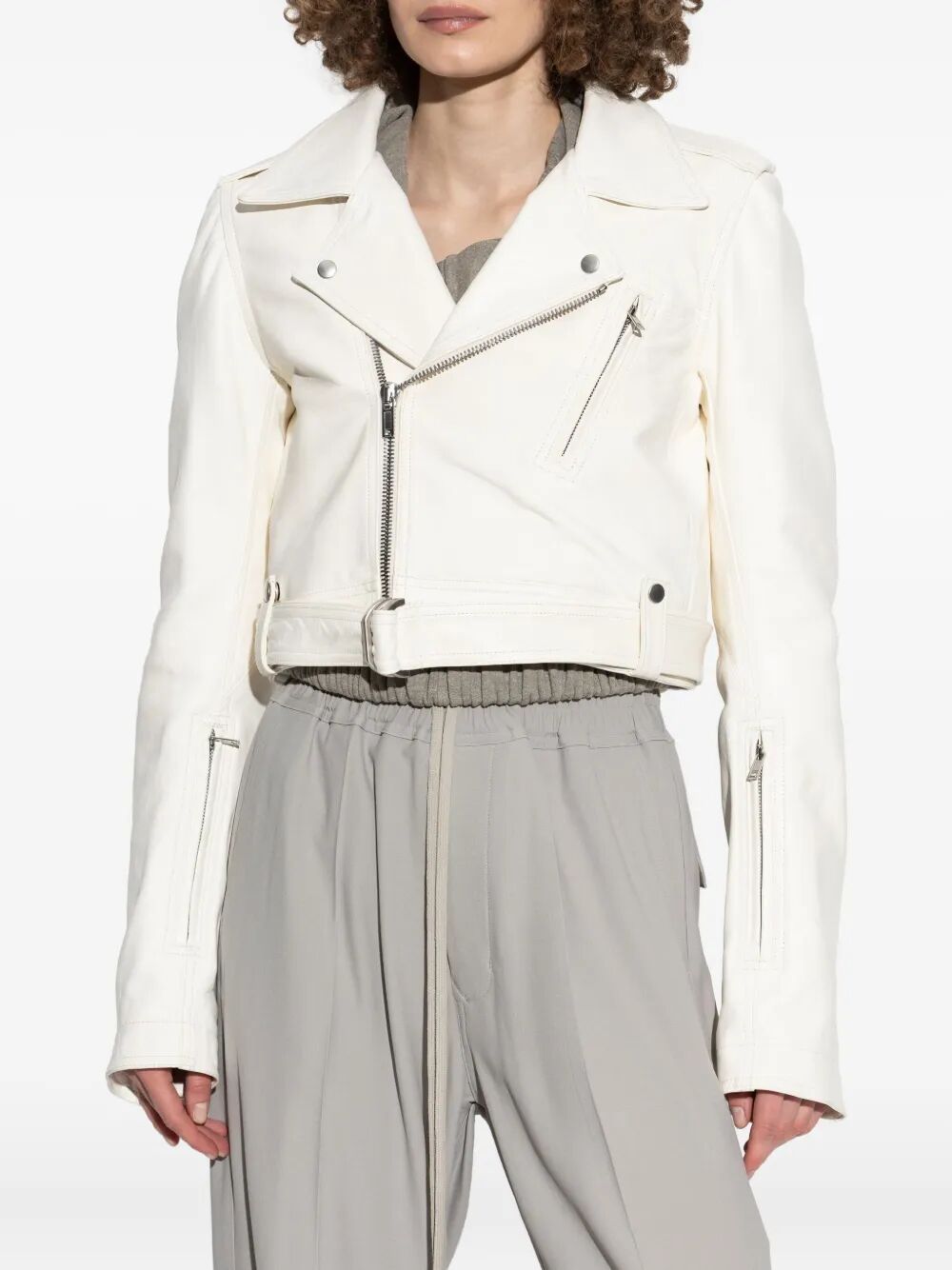 RICK OWENS Cropped Mini Stooges Leather Jacket