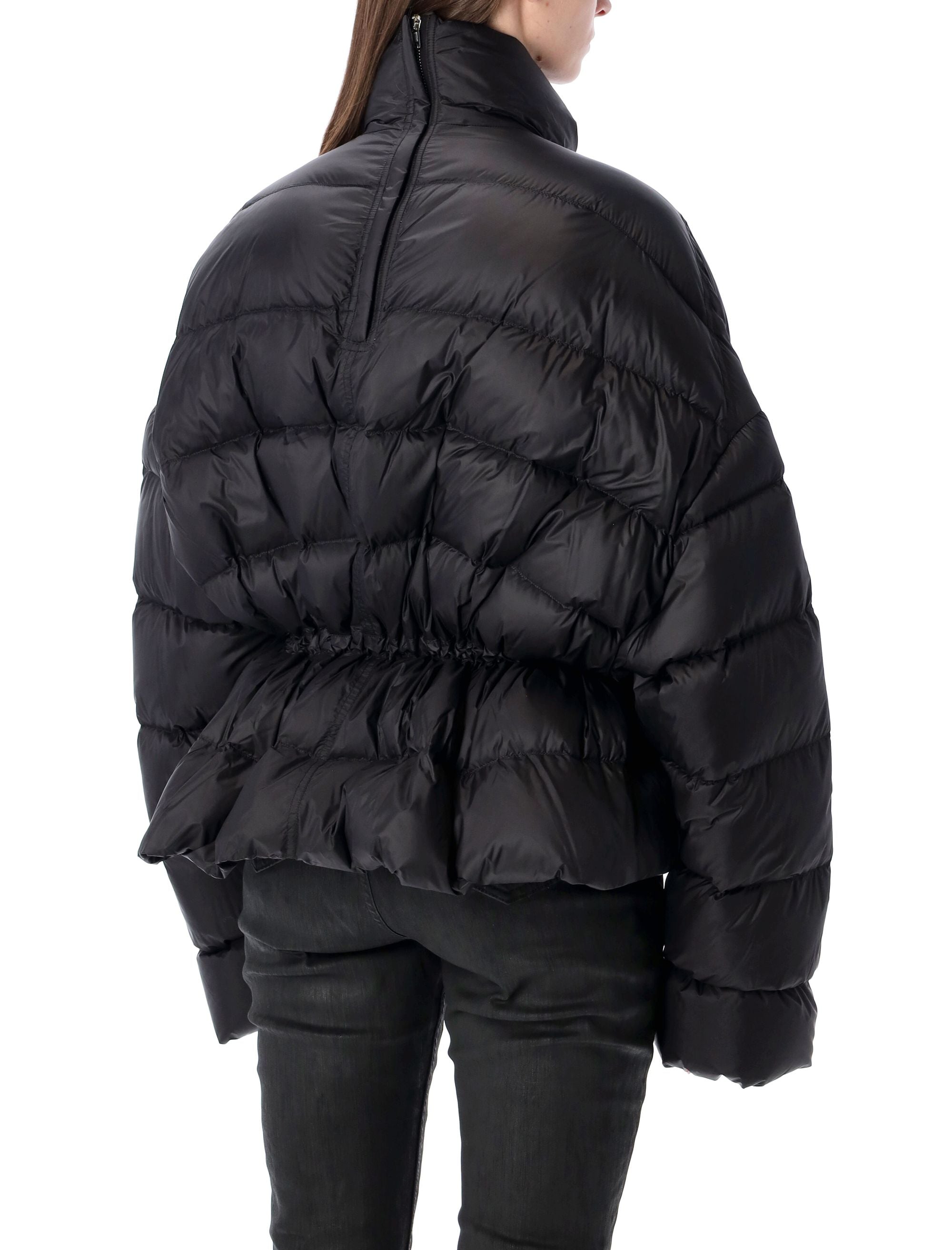RICK OWENS Belted Down Jacket with Sculptural Oversized Fit - Size U