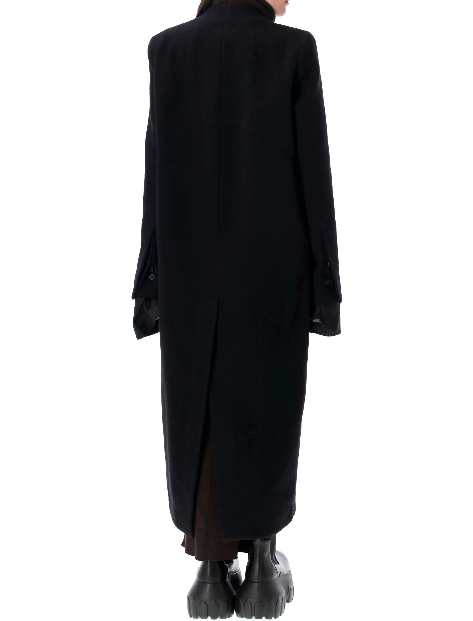 RICK OWENS Stylish Women's Wool Overlap Seam Coat