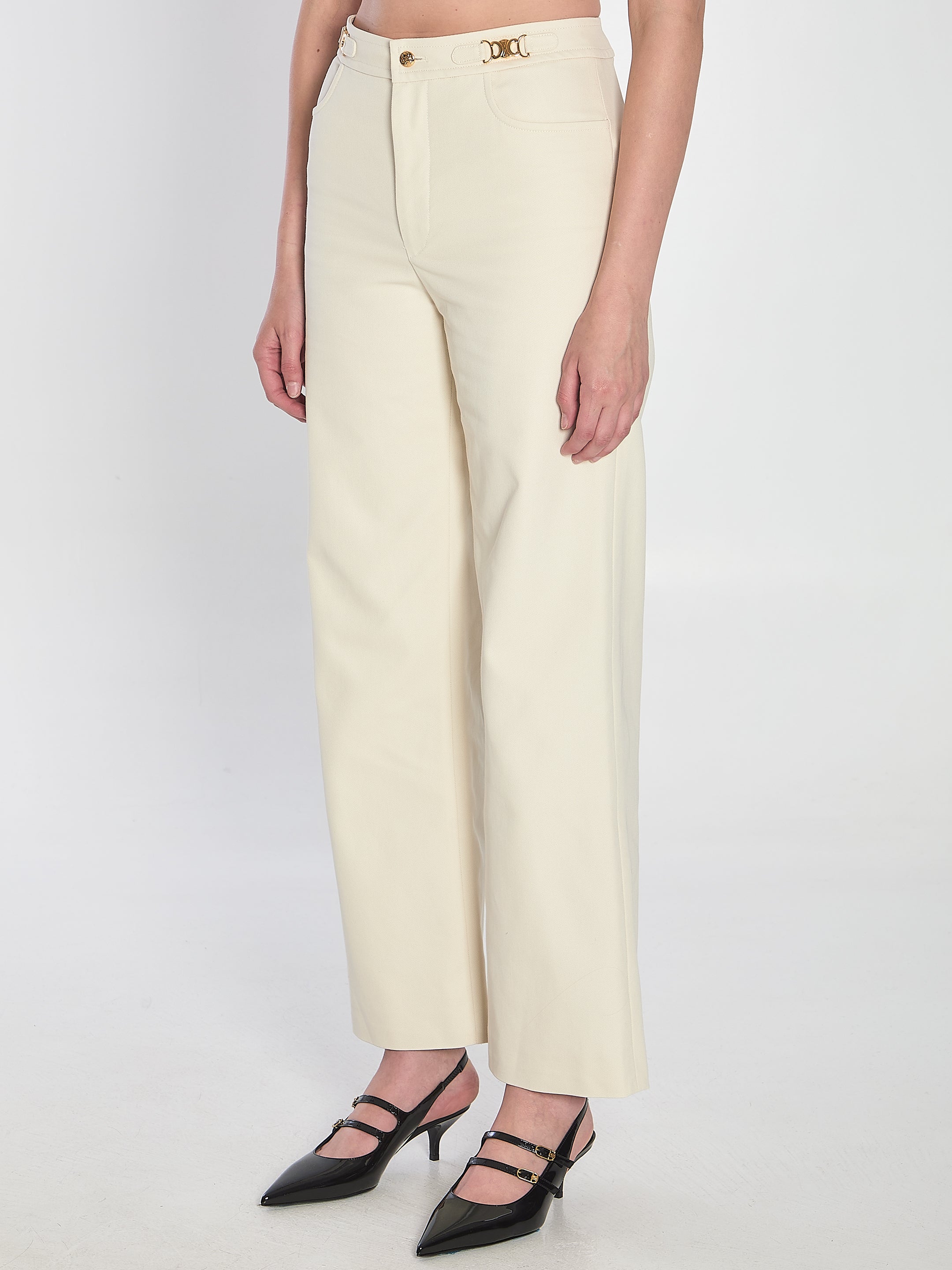 CELINE Triomphe Cotton Trousers for Women