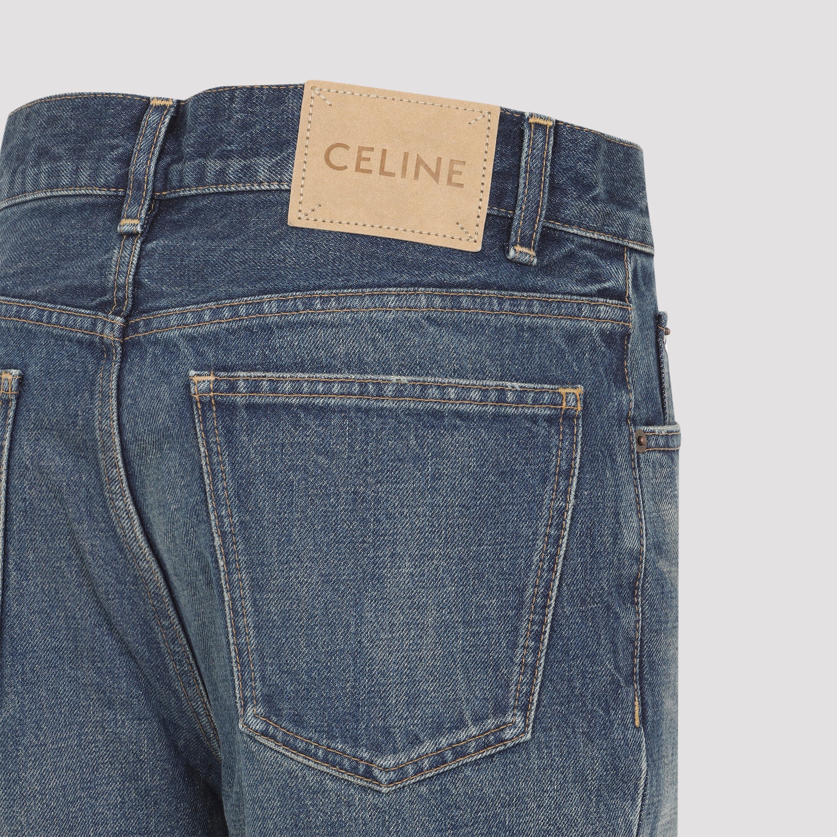 CELINE Mid-Waist Bootcut Cotton Jeans