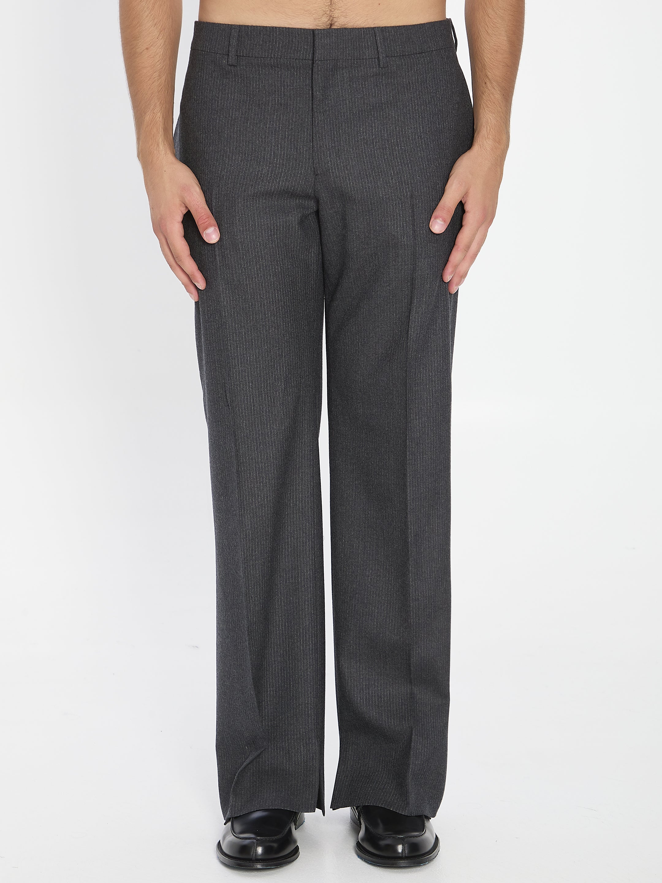 CELINE Striped Flannel Trousers for Men - Size 48
