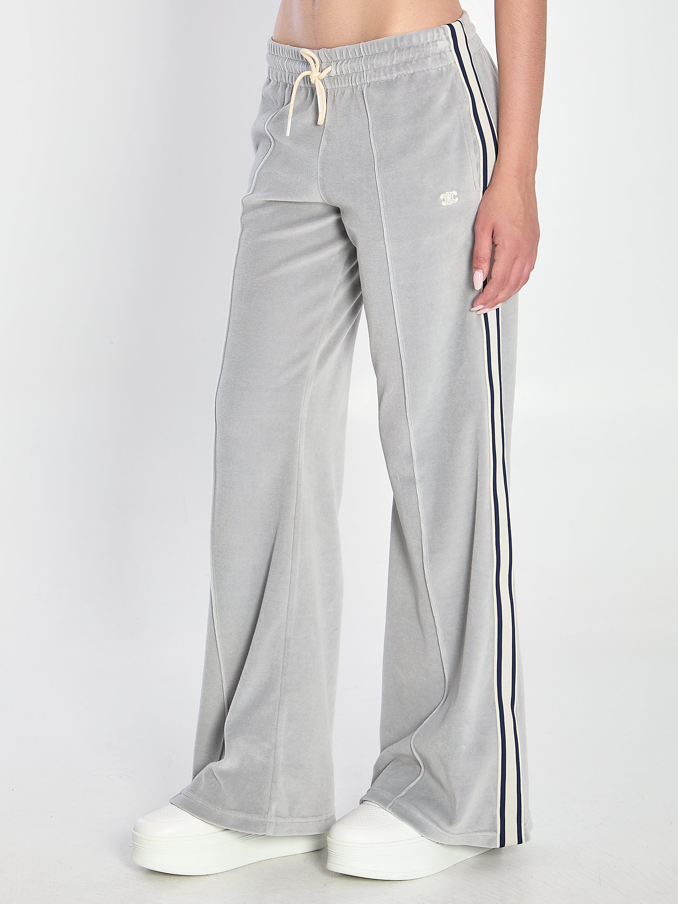 CELINE Triomphe Cotton Track Pants - Women's Mid-Rise Wide Leg Design
