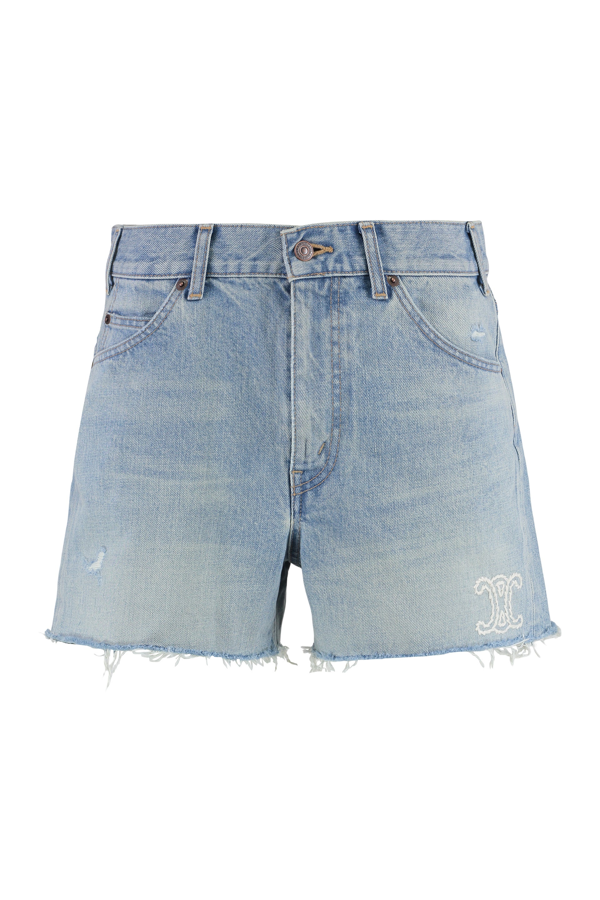 CELINE Frayed Hem Denim Shorts for Women