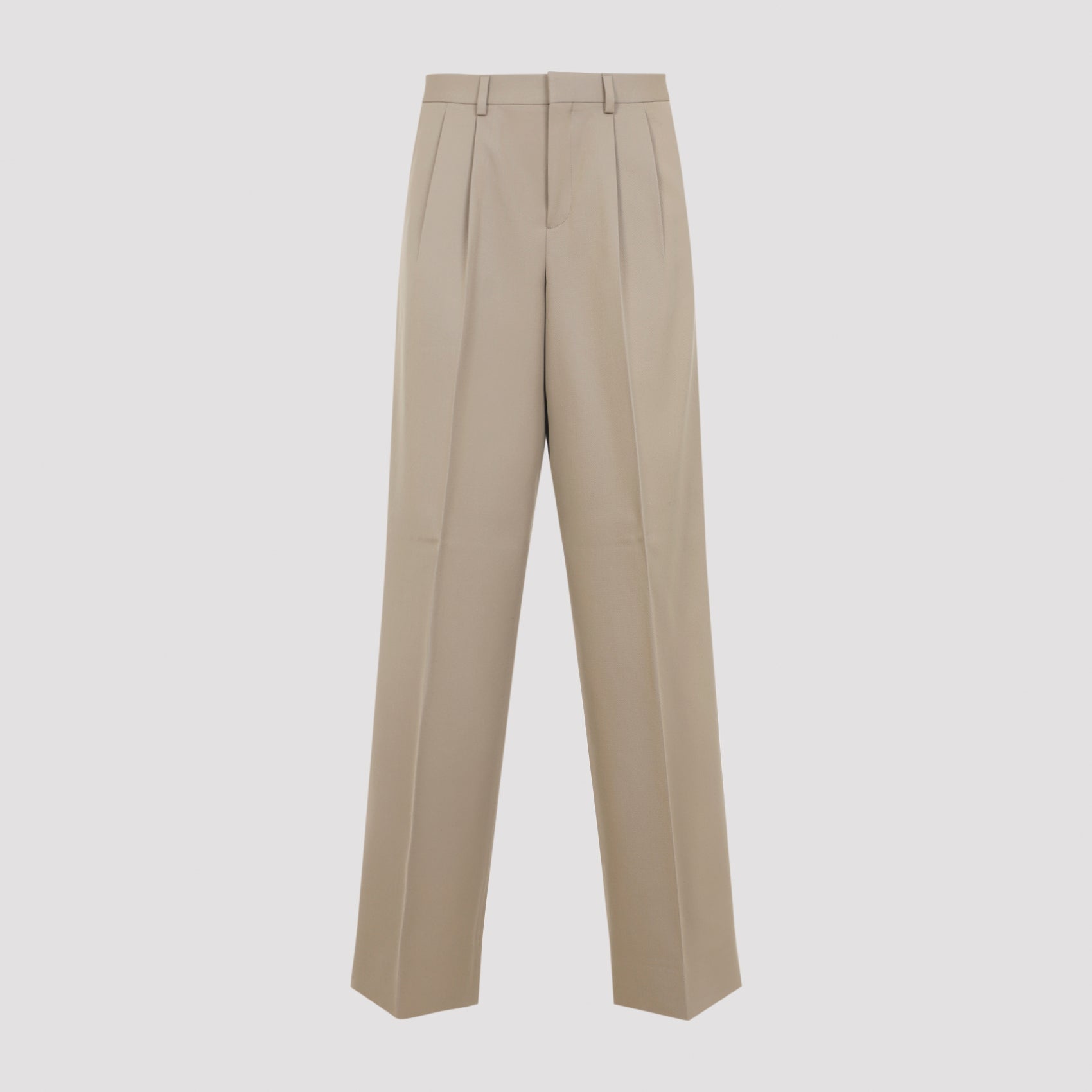 CELINE Pleated Cotton and Wool Pants - Mid-Waist