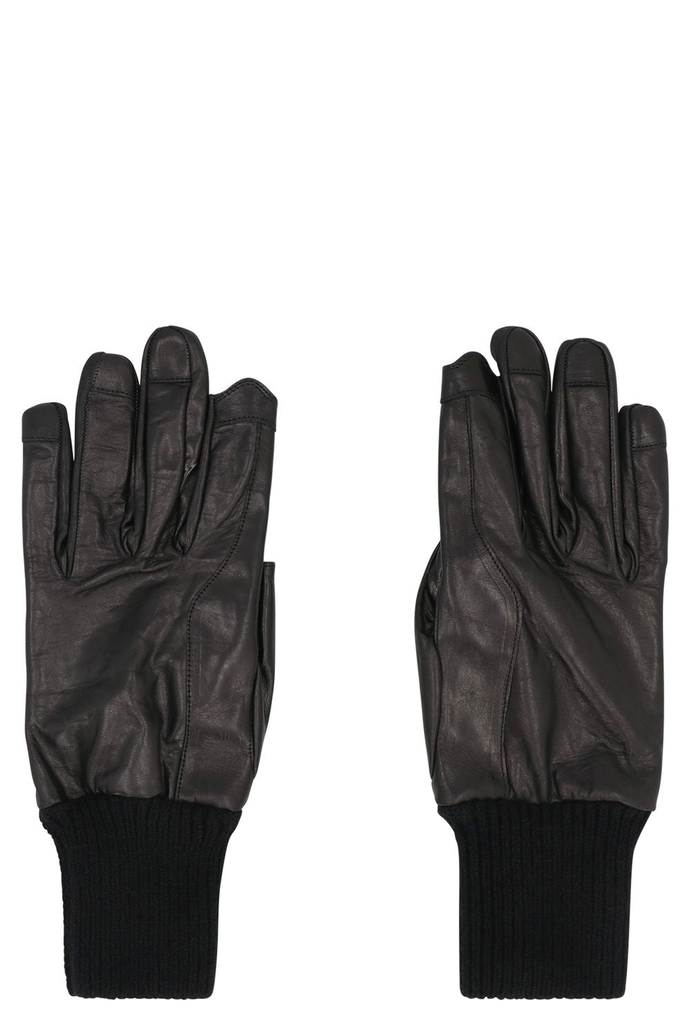 RICK OWENS Leather Gloves with Ribbed Edges - Size 6 to 9