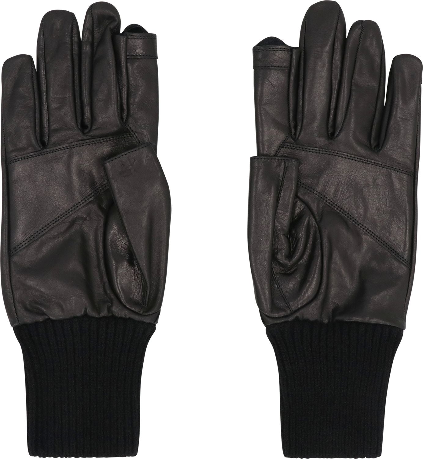 RICK OWENS Leather Gloves with Ribbed Edges - Size 6 to 9