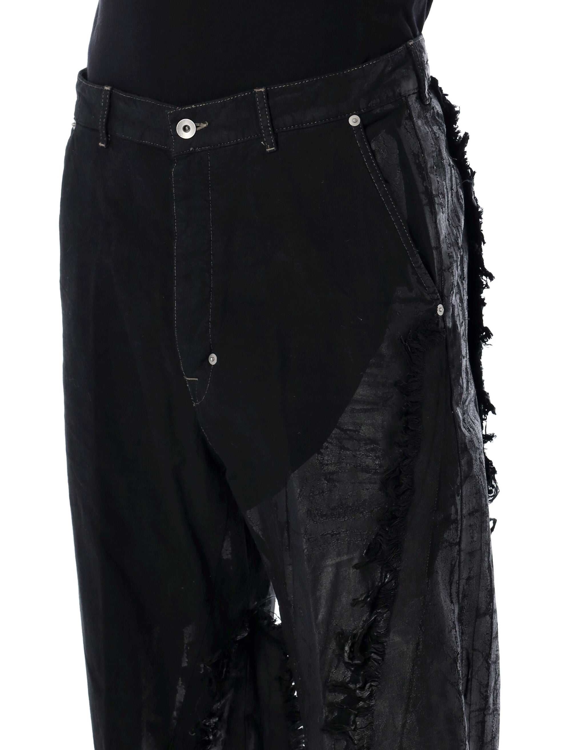 RICK OWENS Avant-Garde Distressed Pants with High Waist - Size 32