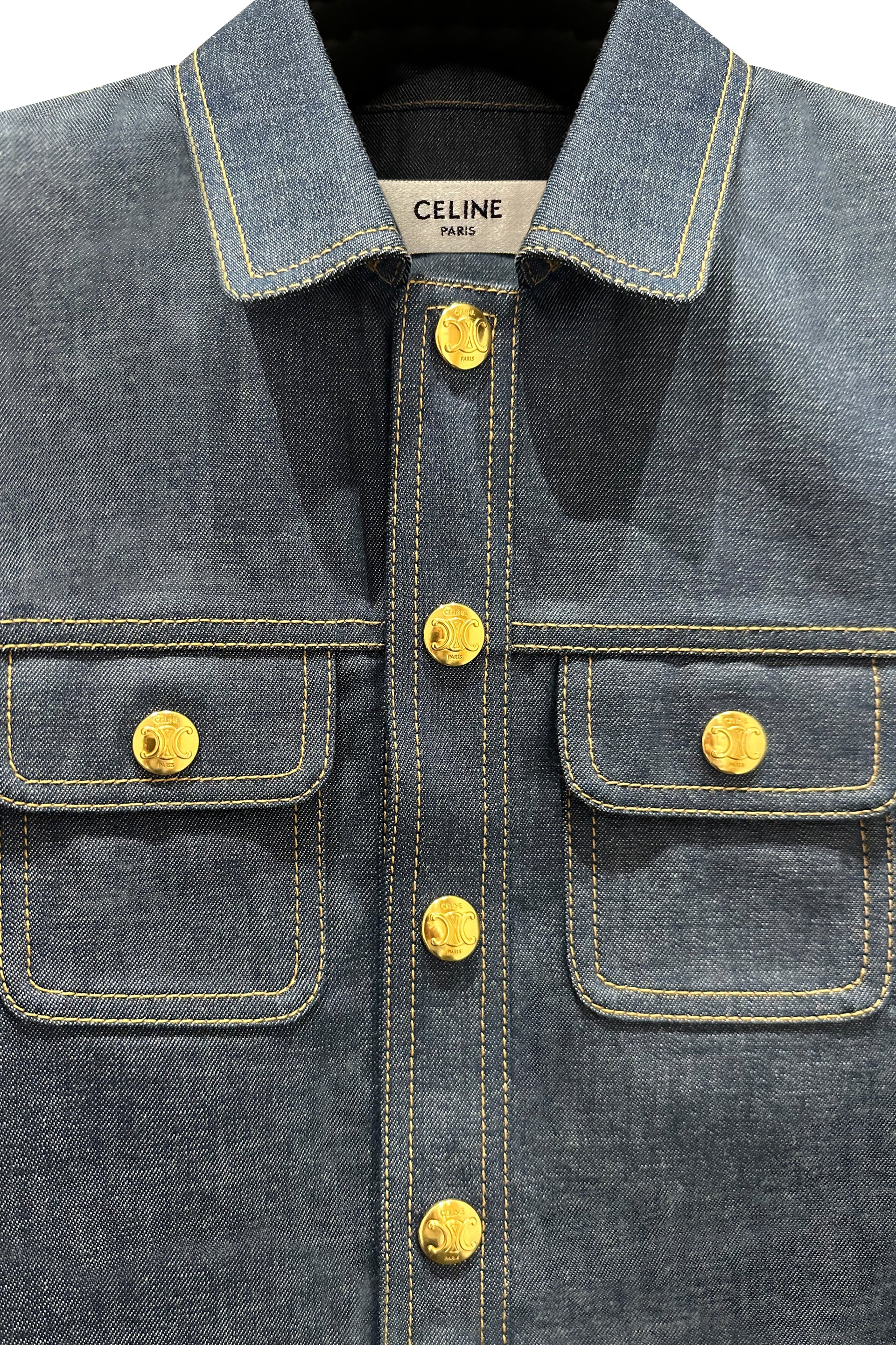 CELINE Chic Denim Dress with Buttoned Pockets