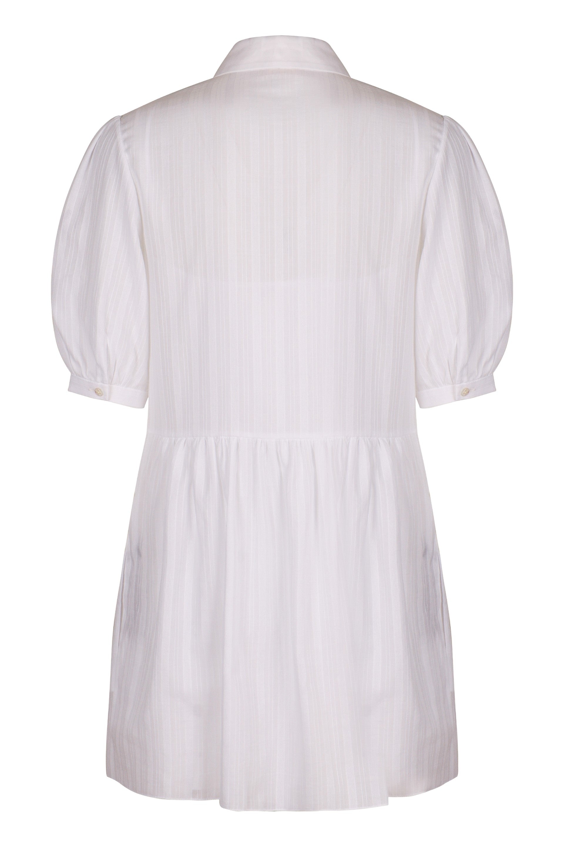 CELINE Cotton Shirtdress with Balloon Sleeves
