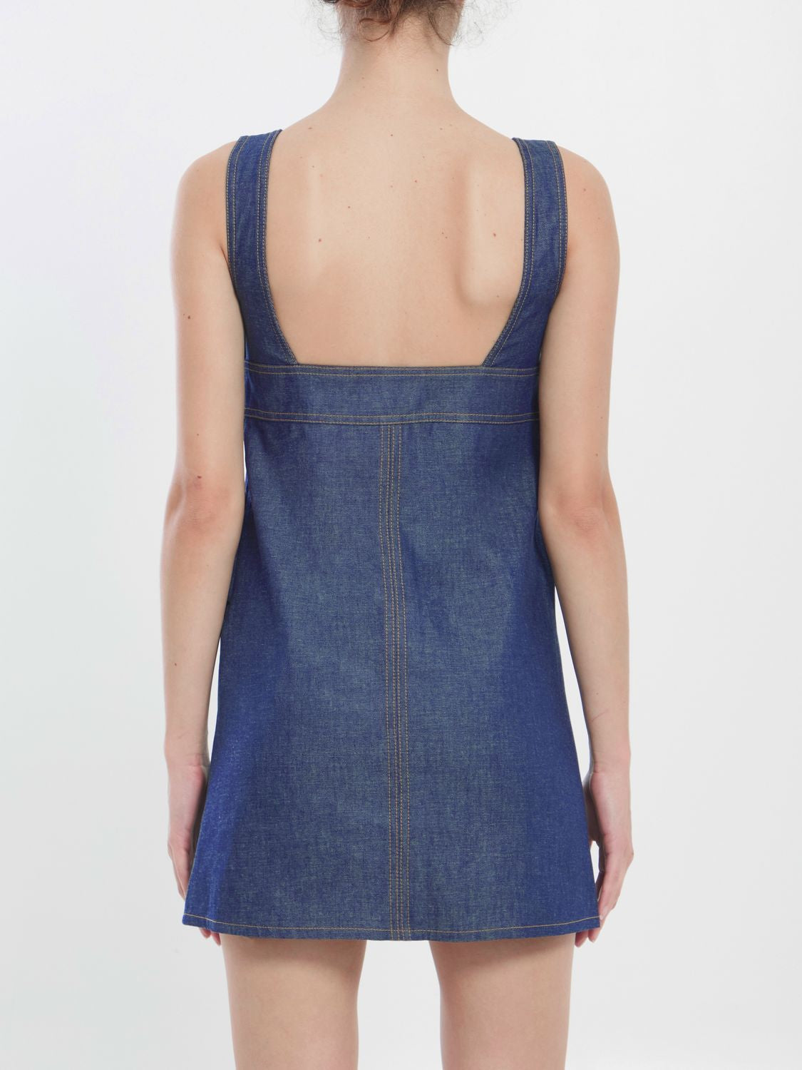 CELINE Sleeveless Mini Dress with Contrast Stitching