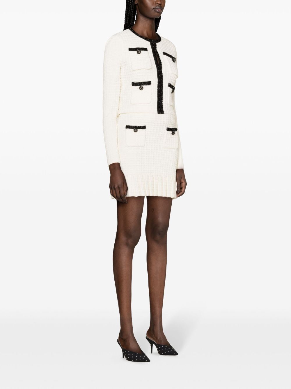 SELF-PORTRAIT High-Waisted Structured Knit Mini Skirt