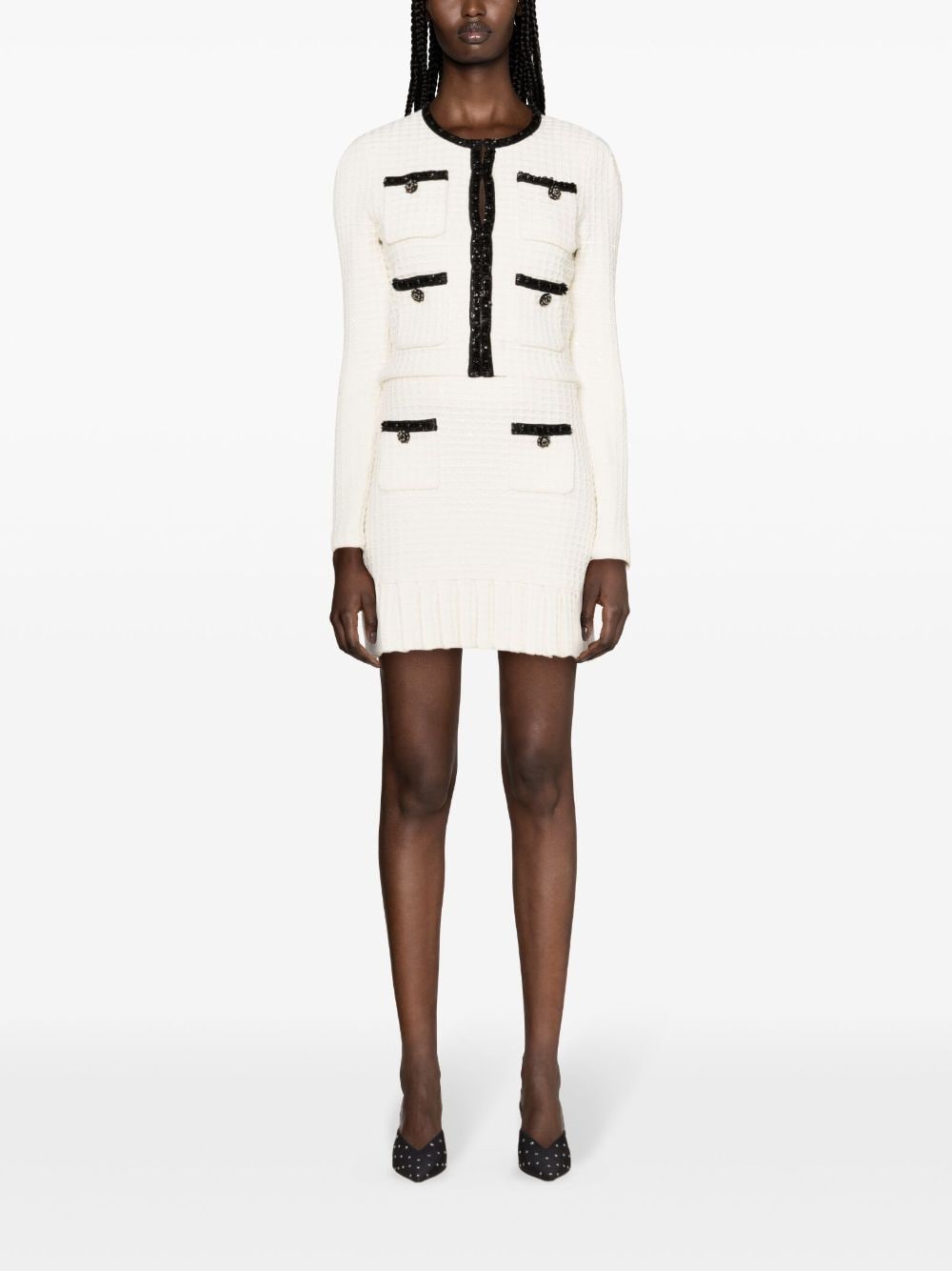 SELF-PORTRAIT High-Waisted Structured Knit Mini Skirt