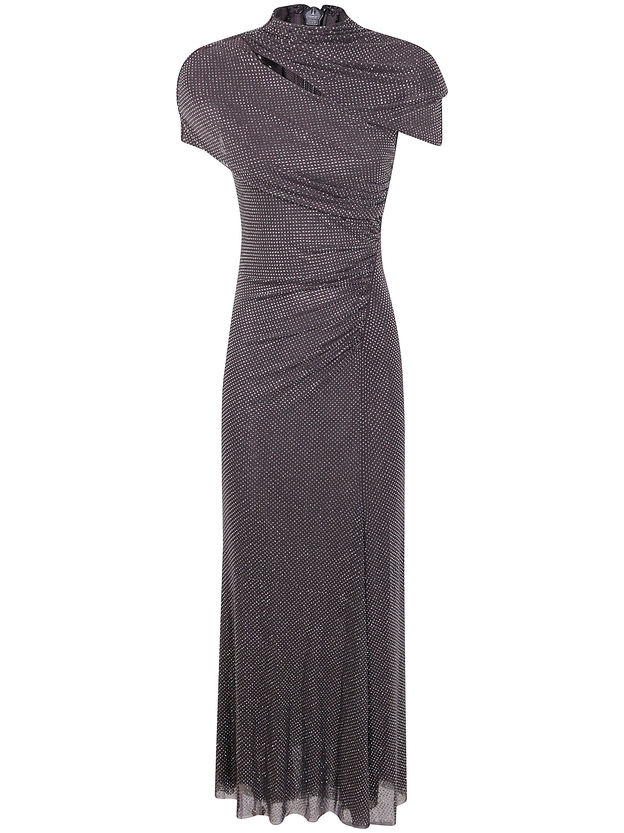 SELF-PORTRAIT Rhinestone Mesh Cut Out Midi Dress