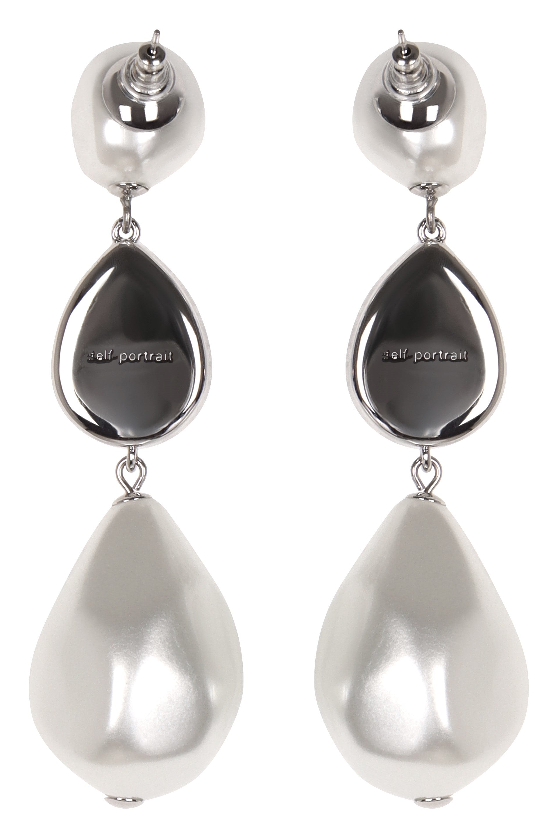 SELF-PORTRAIT Pearl Crystal Droplet Mini Earrings