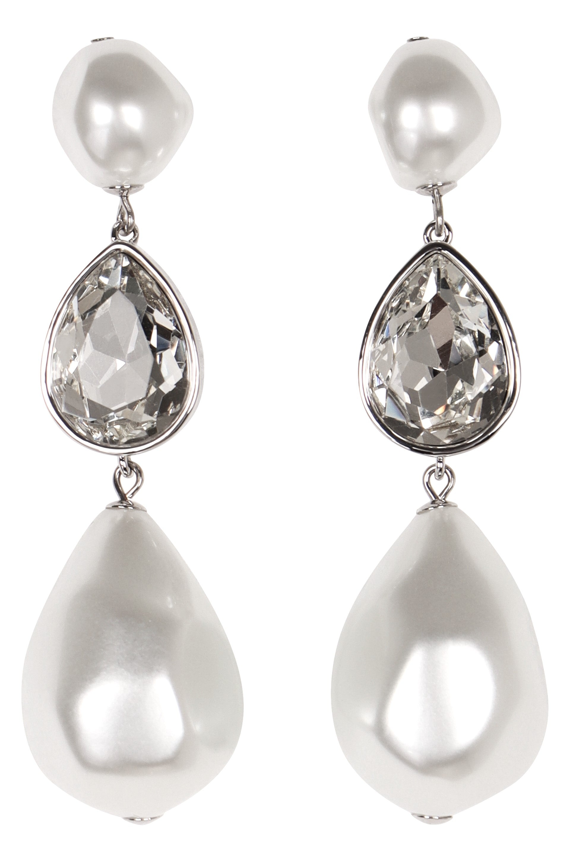 SELF-PORTRAIT Pearl Crystal Droplet Mini Earrings