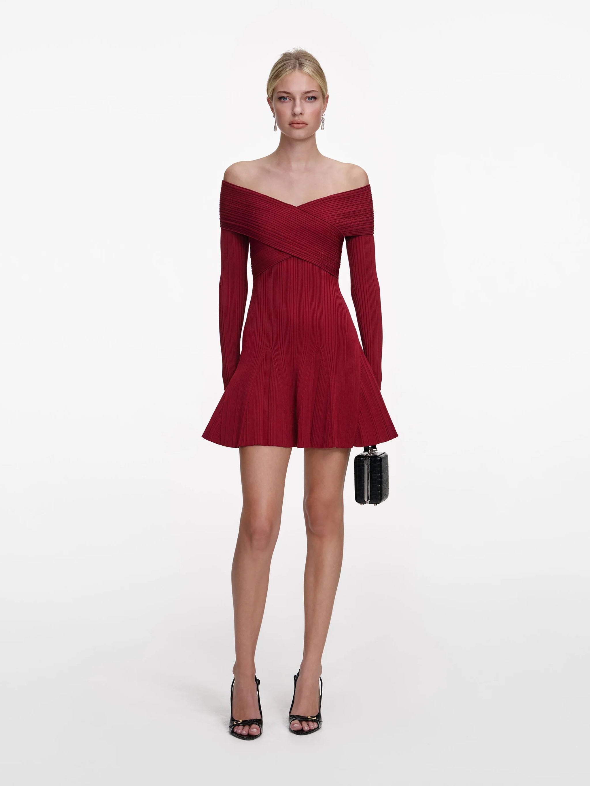 SELF-PORTRAIT Fitted Off-the-Shoulder Mini Dress