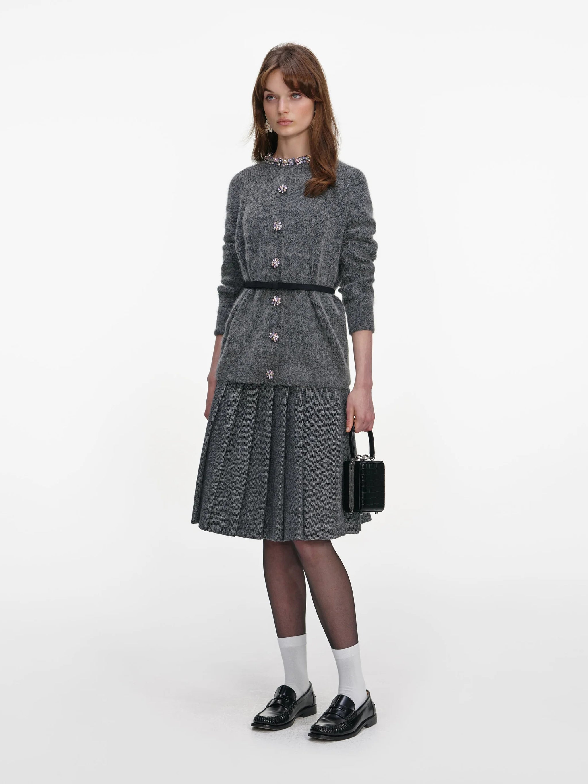 SELF-PORTRAIT Crystal Trim Knit Cardigan - Size S