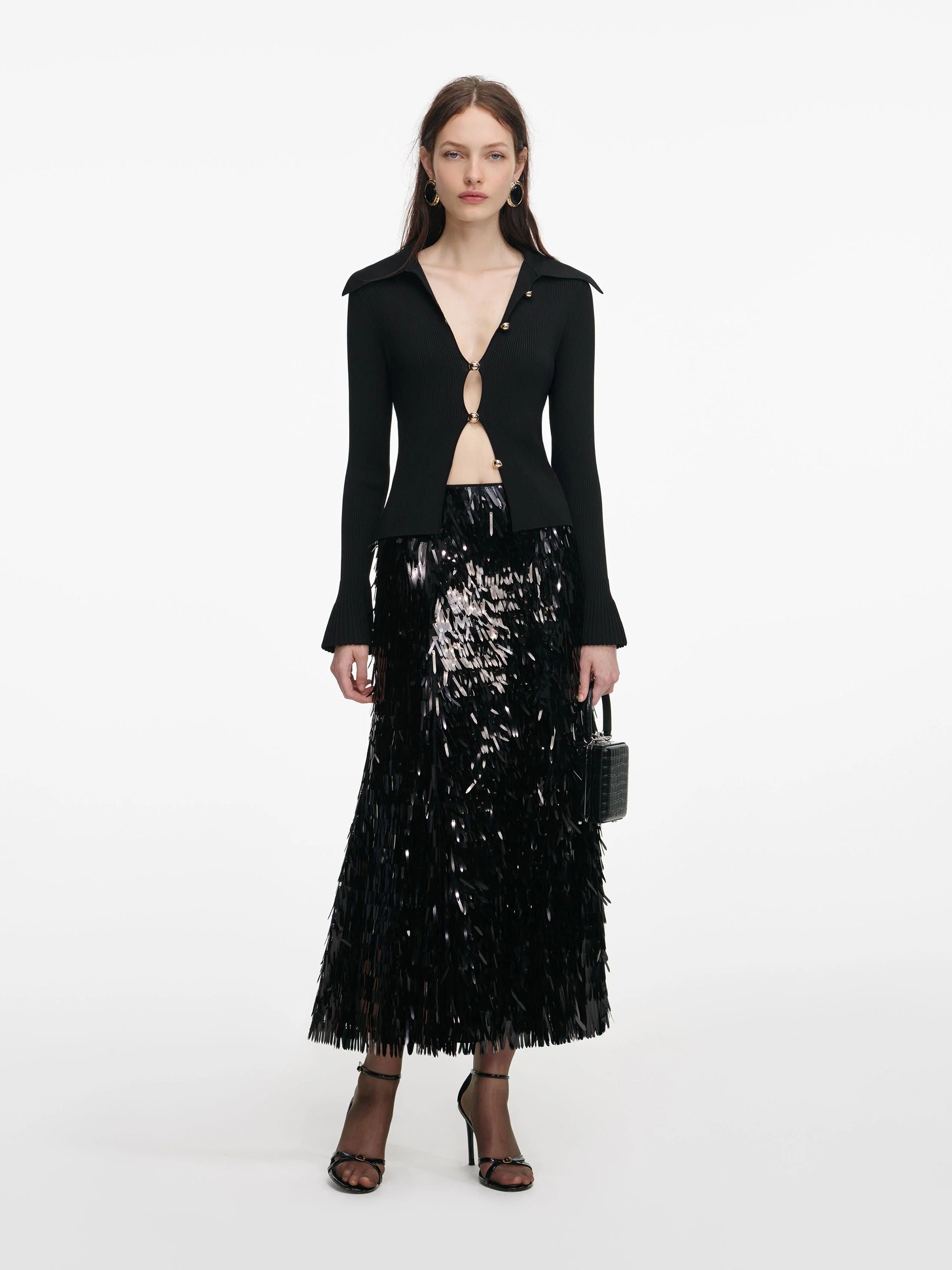 SELF-PORTRAIT Oversized Button Down Knit Top - Size S