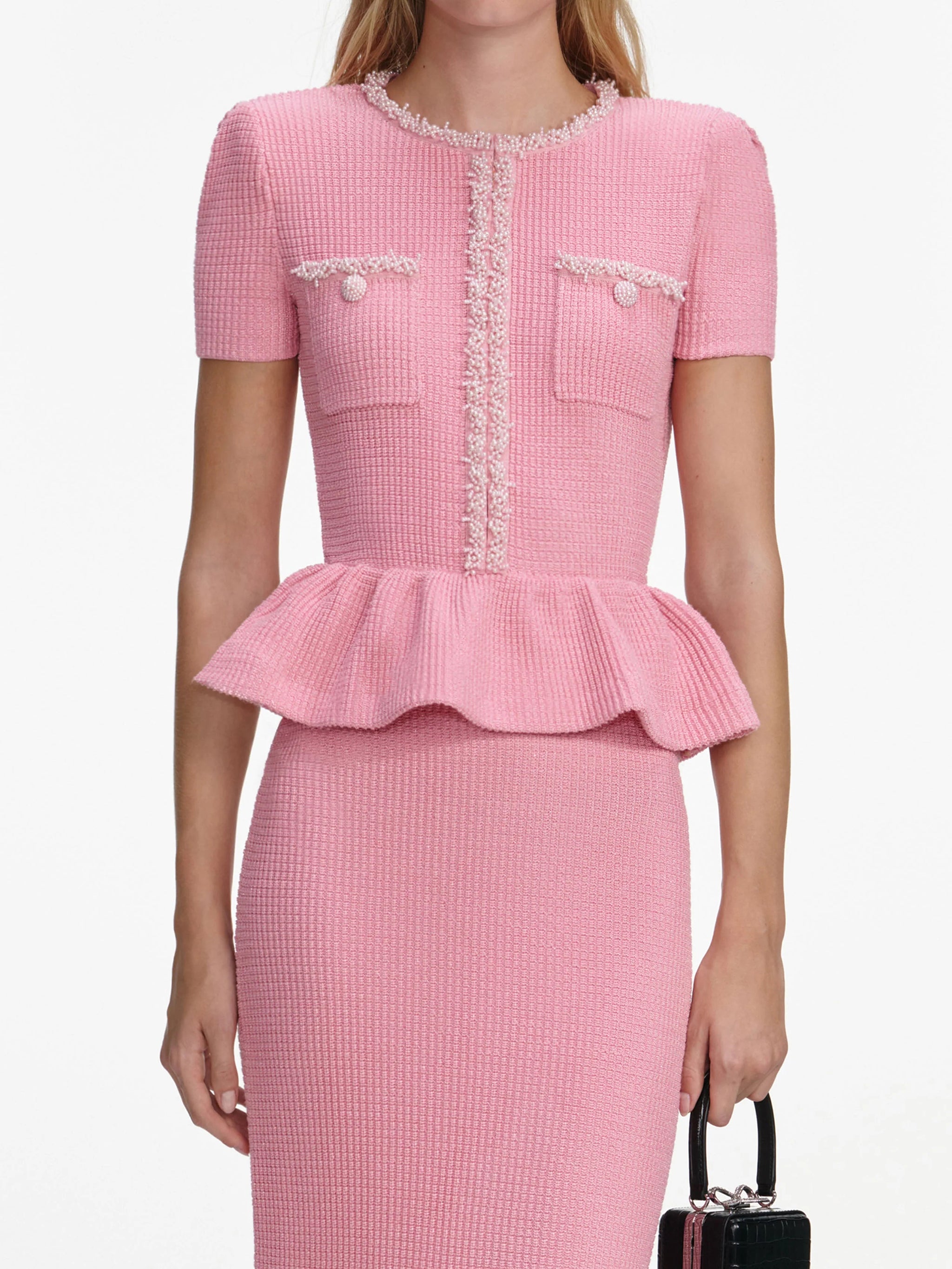 SELF-PORTRAIT Light Knit Lace Midi Dress with Removable Belt