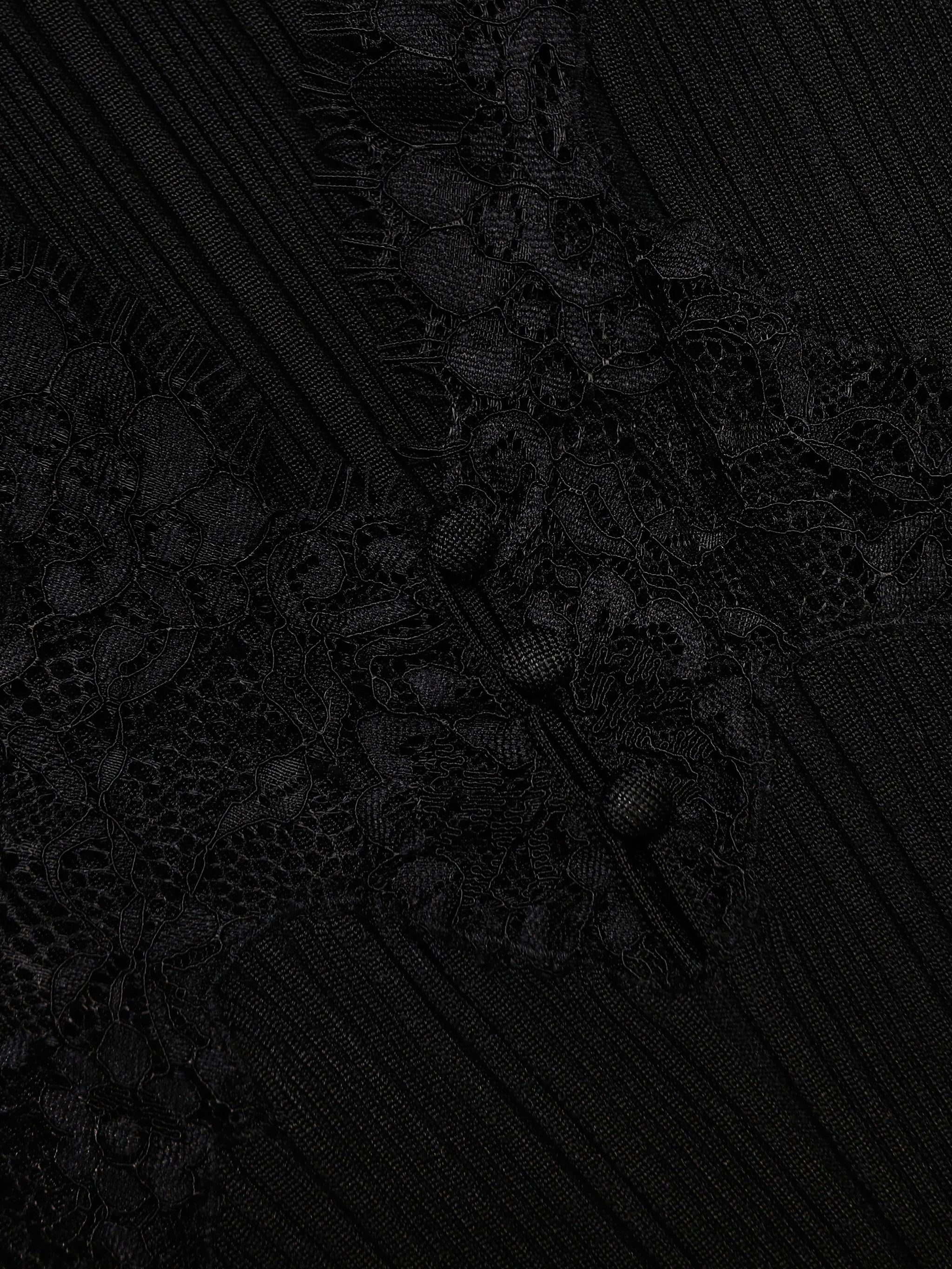 SELF-PORTRAIT Lace Knit Top with Plunge Neckline - Size S