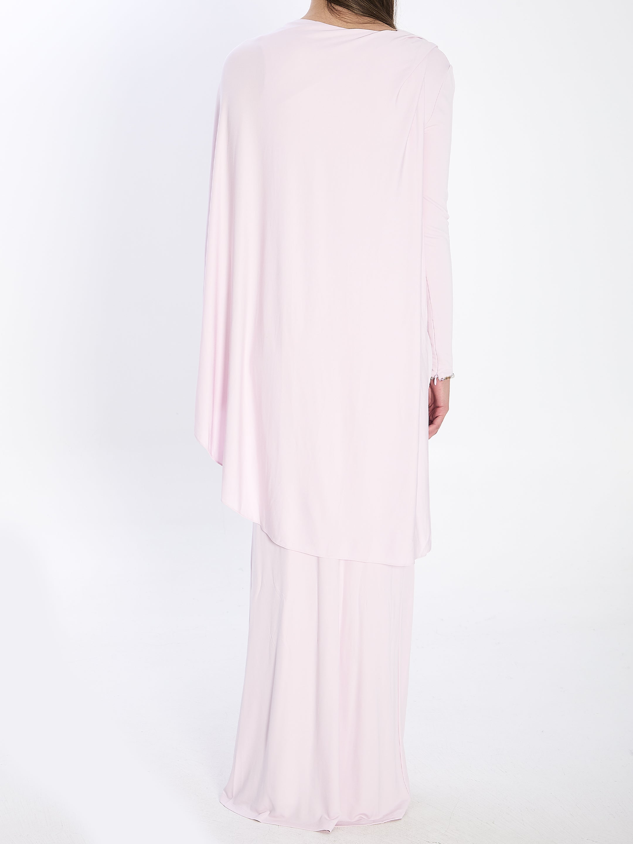 SELF-PORTRAIT Asymmetric Neckline Midi Dress with Crystal-Embellished Cuffs - Size 8