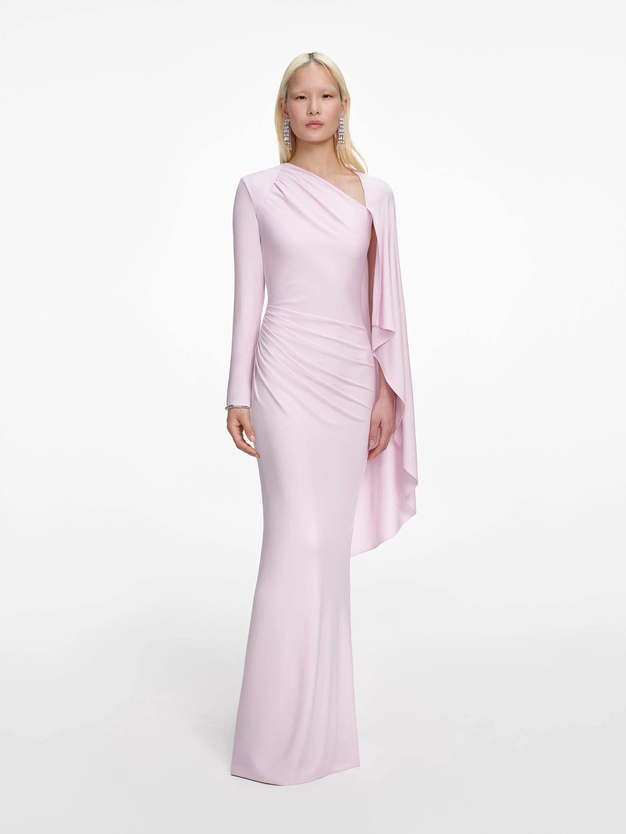 SELF-PORTRAIT Asymmetrical Neckline Drape Maxi Dress UK Size 6