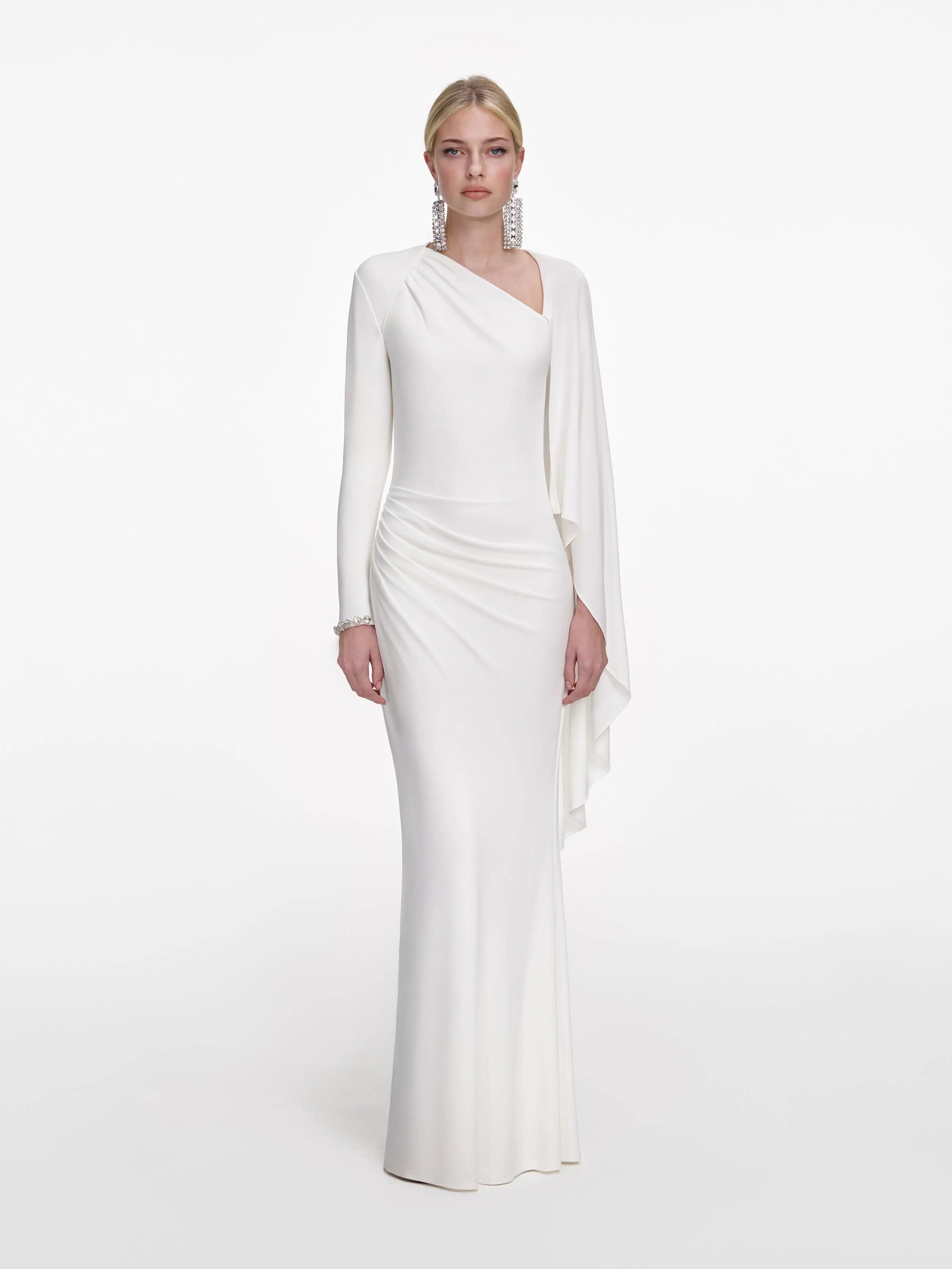 SELF-PORTRAIT Drape Maxi Dress with Asymmetrical Neckline - Size 6