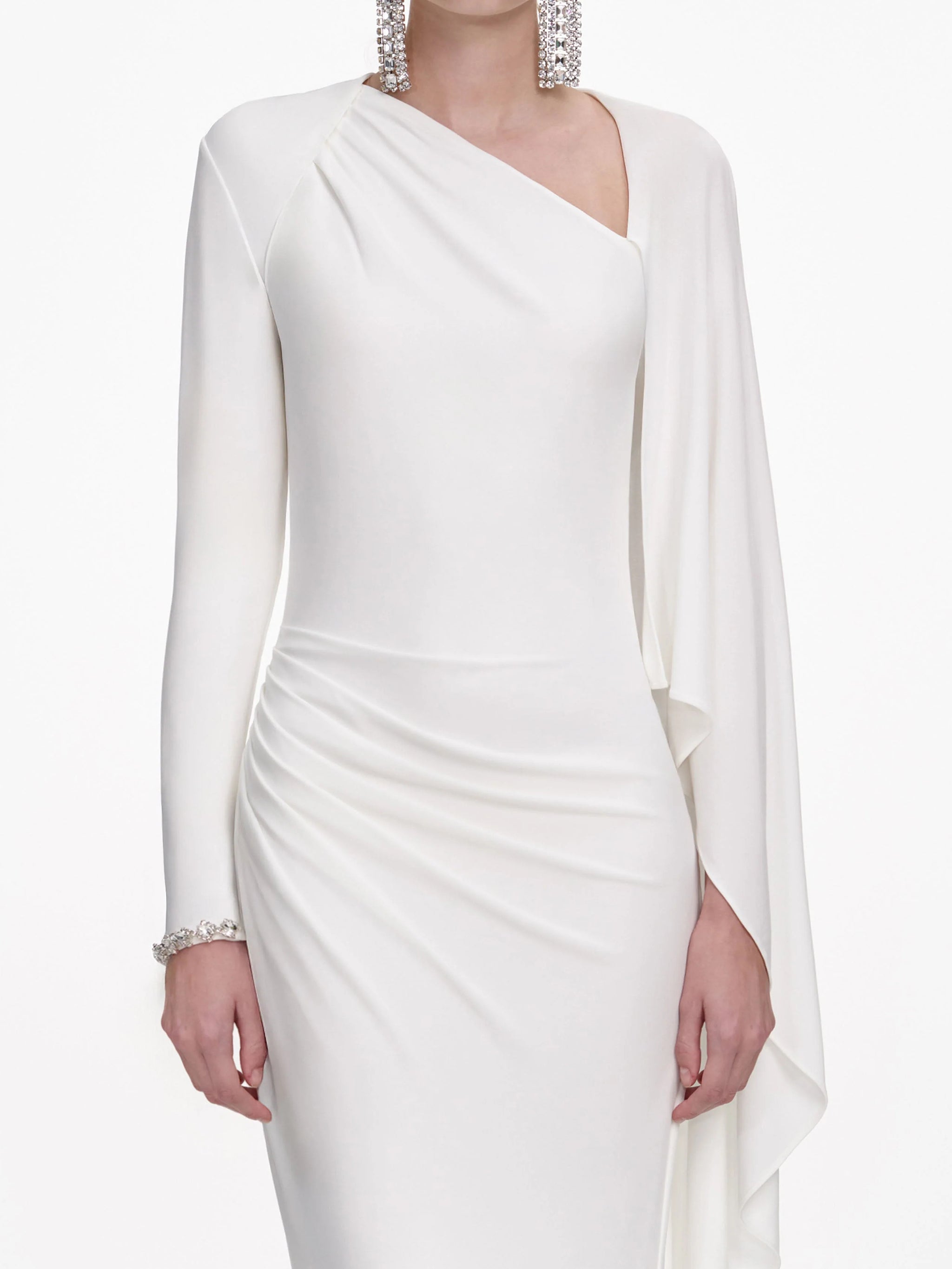 SELF-PORTRAIT Drape Maxi Dress with Asymmetrical Neckline - Size 6