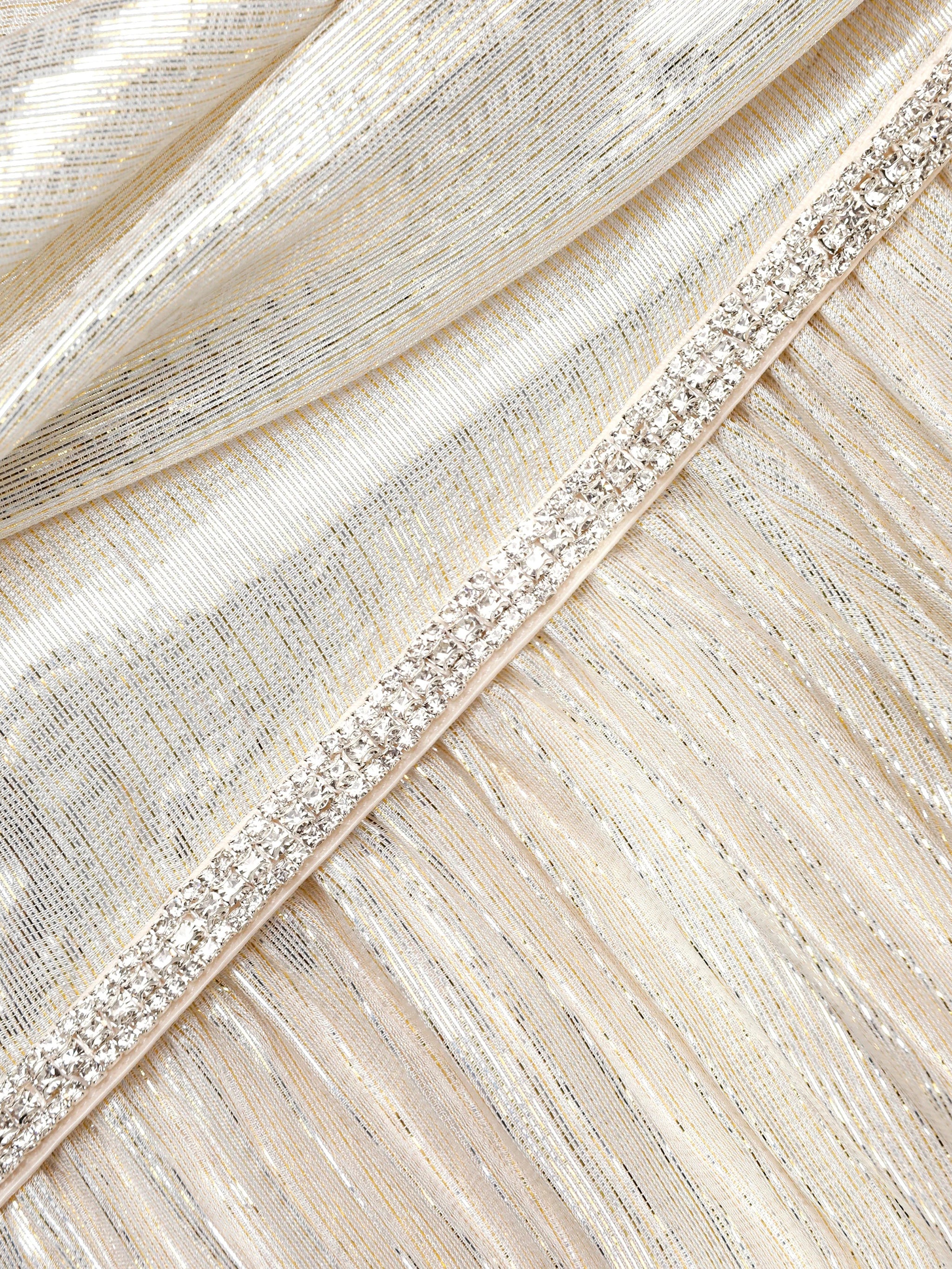 SELF-PORTRAIT Asymmetrical Off-the-Shoulder Long Draped Dress (Size 6)