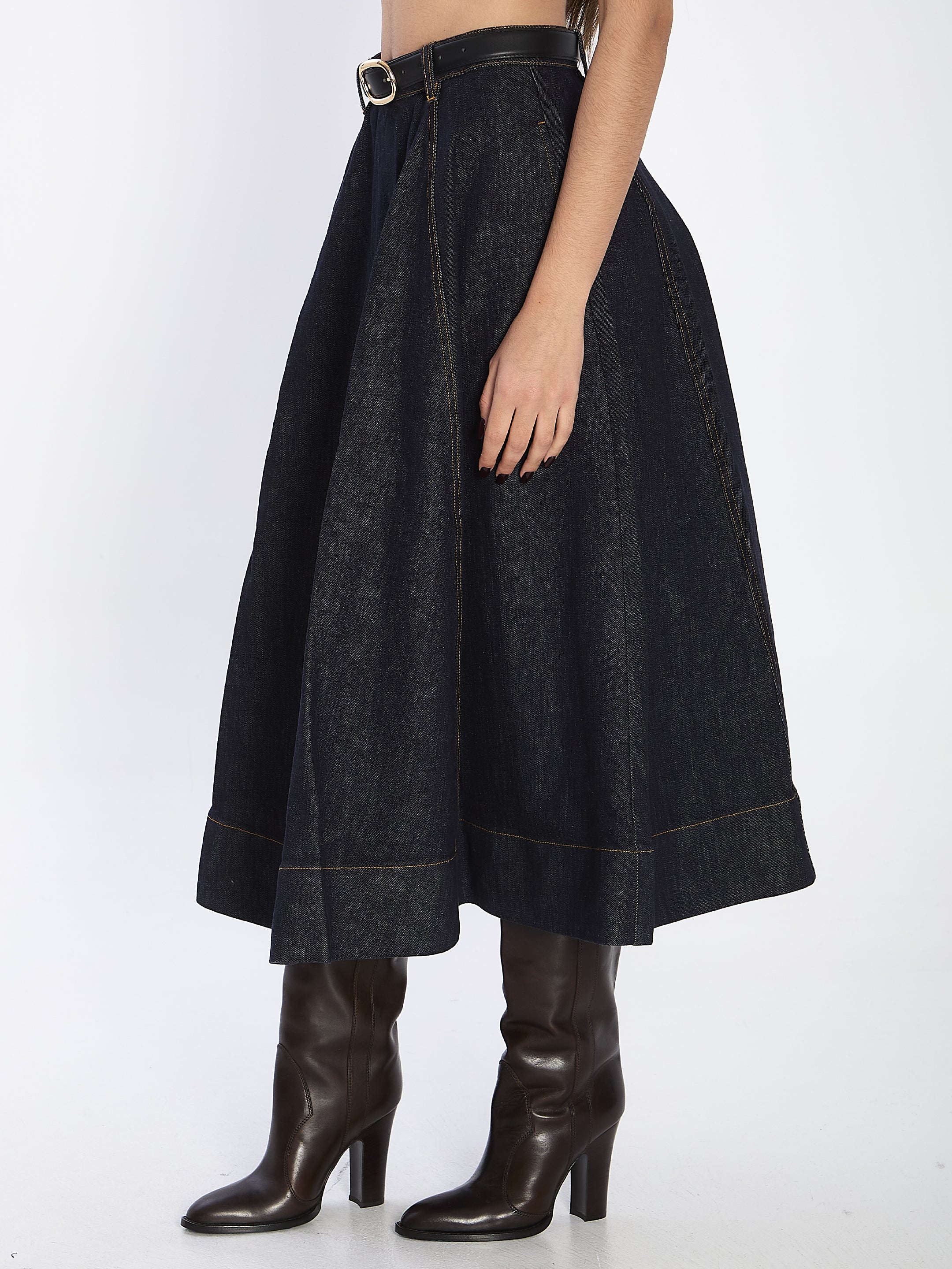 SELF-PORTRAIT Flared Midi Skirt - Regular Fit