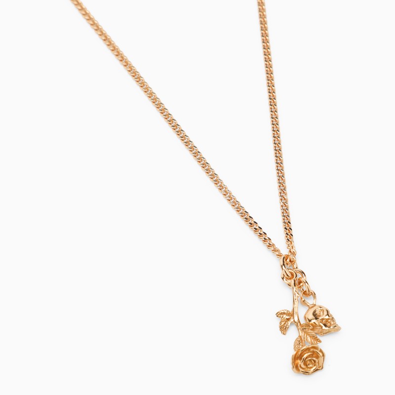 EMANUELE BICOCCHI Rose and Skull 925 Gold-Plated Silver Necklace