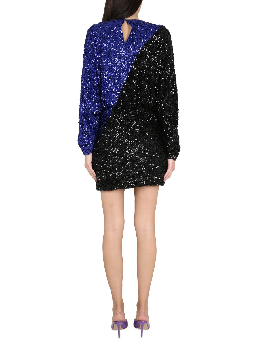 ROTATE BIRGERCHRISTENSEN Sequined Dress with Back Zipper Closure