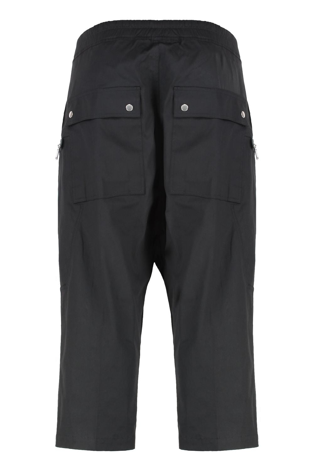 RICK OWENS Stretch Cotton Trousers with Leather Details